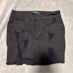 Size small Black Distressed Denim Skirt